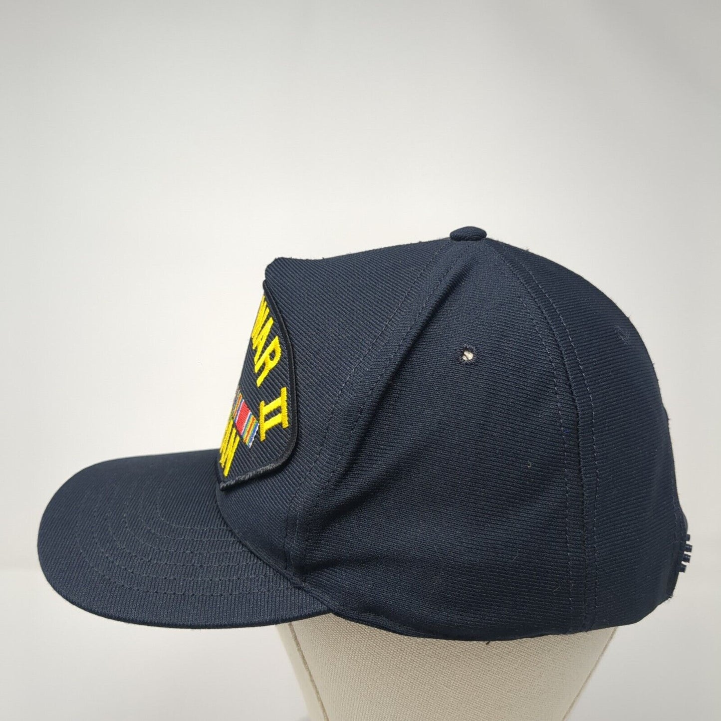 World War II Veteran Snapback Hat Blue One Size Adjustable 6 Panel Eagle Crest