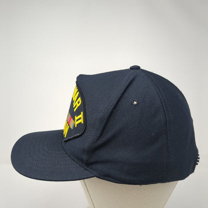 World War II Veteran Snapback Hat Blue One Size Adjustable 6 Panel Eagle Crest