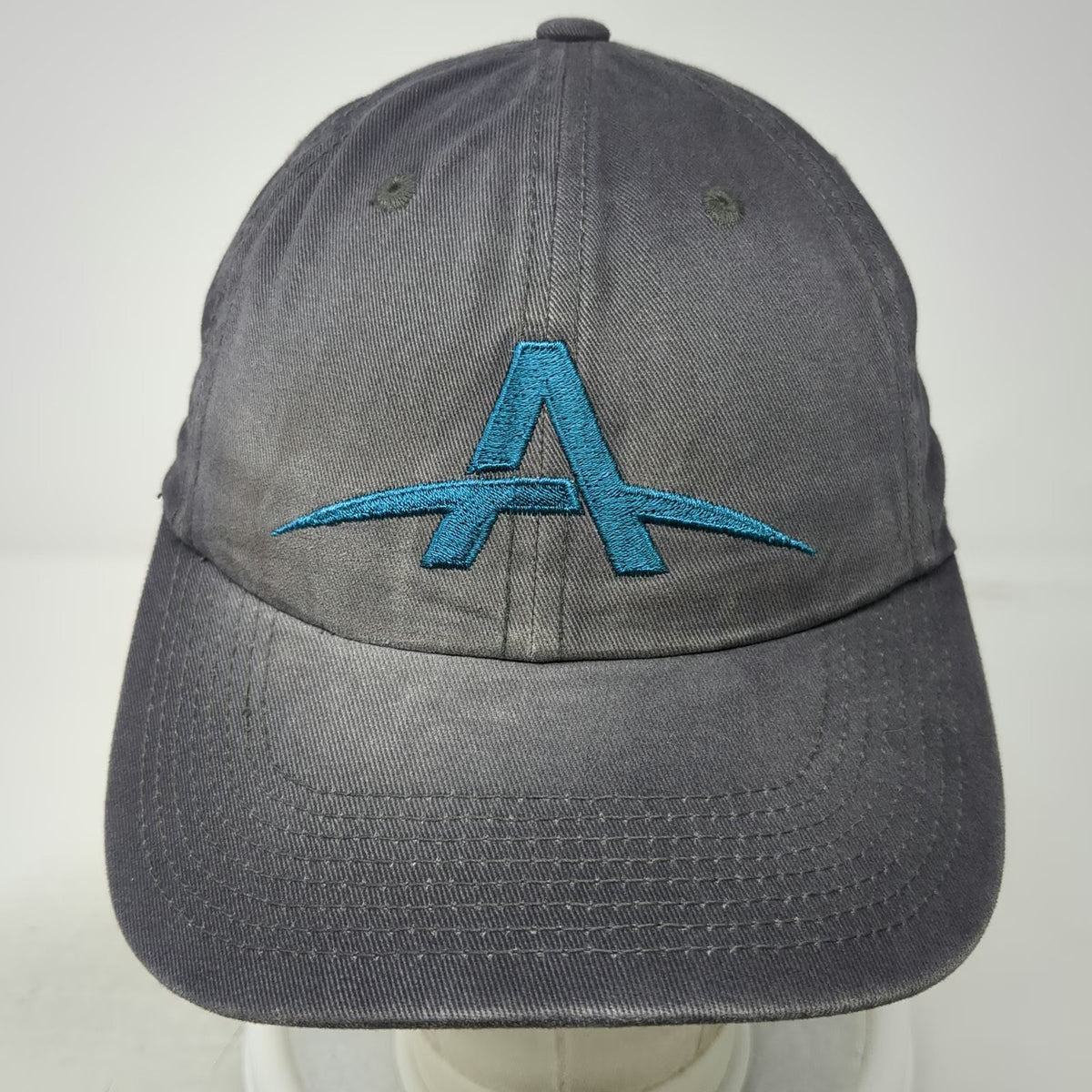 Port Authority Baseball Cap Gray OSFM Teal Embroidered Logo Hat Strapback Cotton