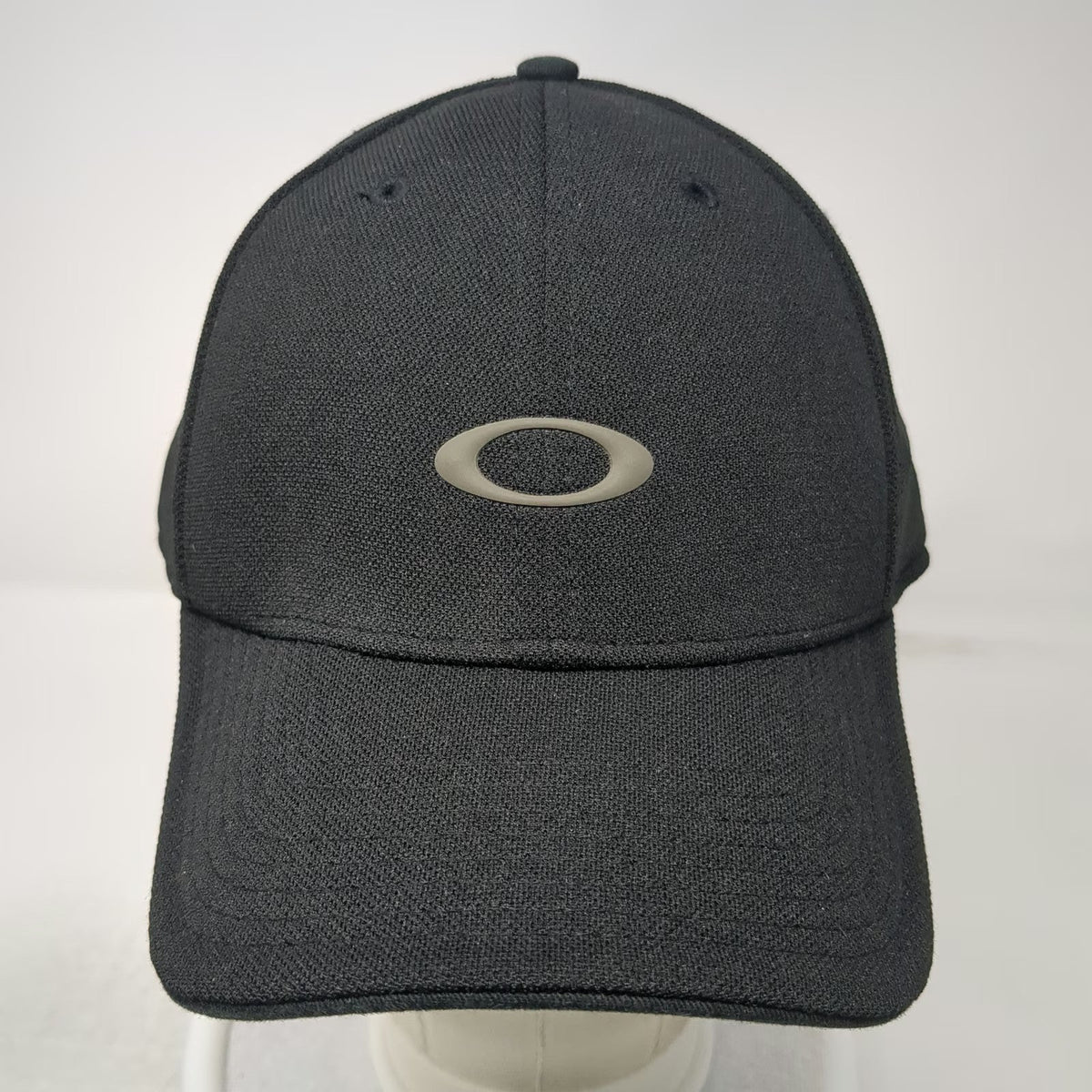 Oakley Baseball Cap Black XL A-Flex Stretch Fit Polyester Curved Brim Sport Hat