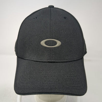Oakley Baseball Cap Black XL A-Flex Stretch Fit Polyester Curved Brim Sport Hat