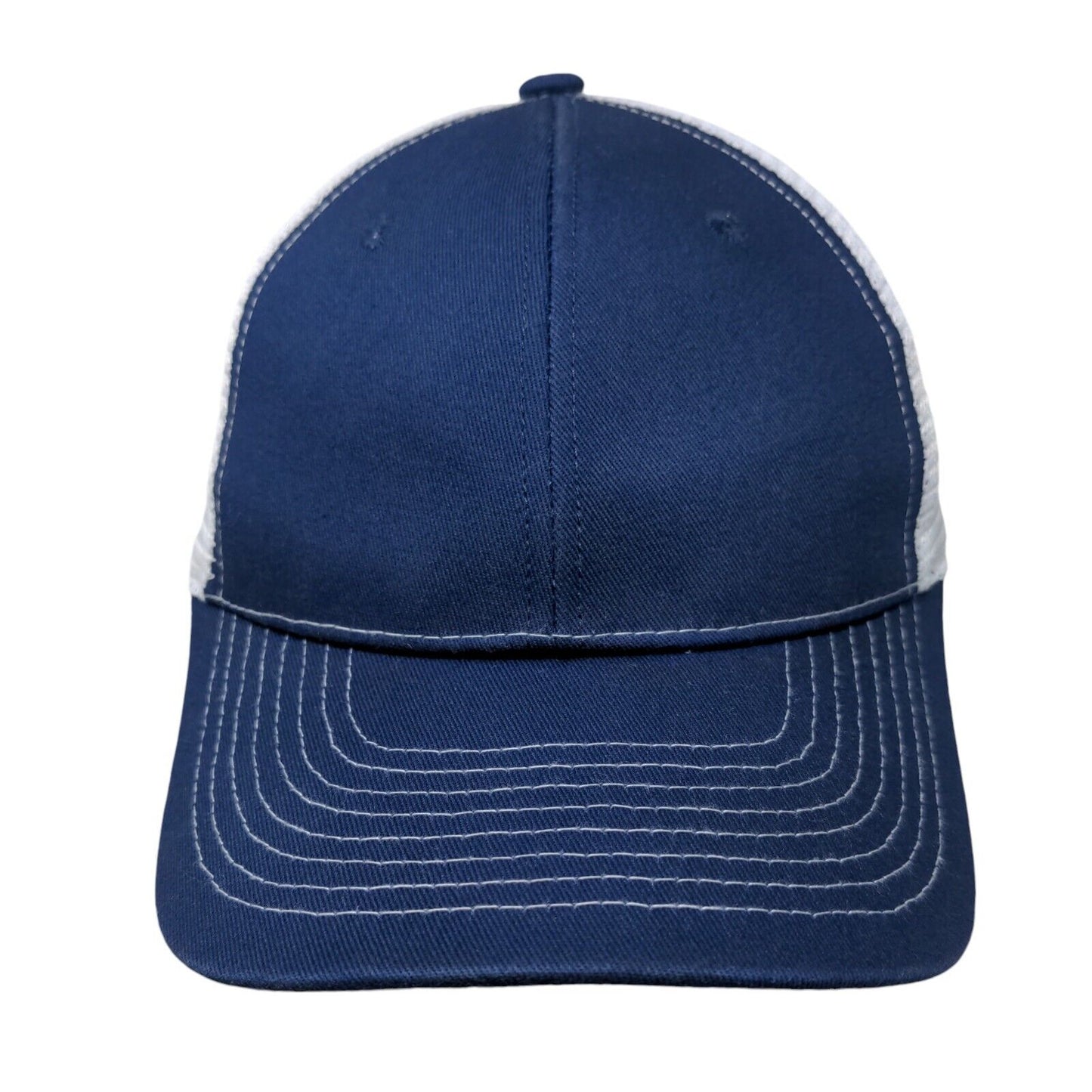 Unbranded Snapback Trucker Hat Blue One Size Adjustable Mesh Back Blank Cotton