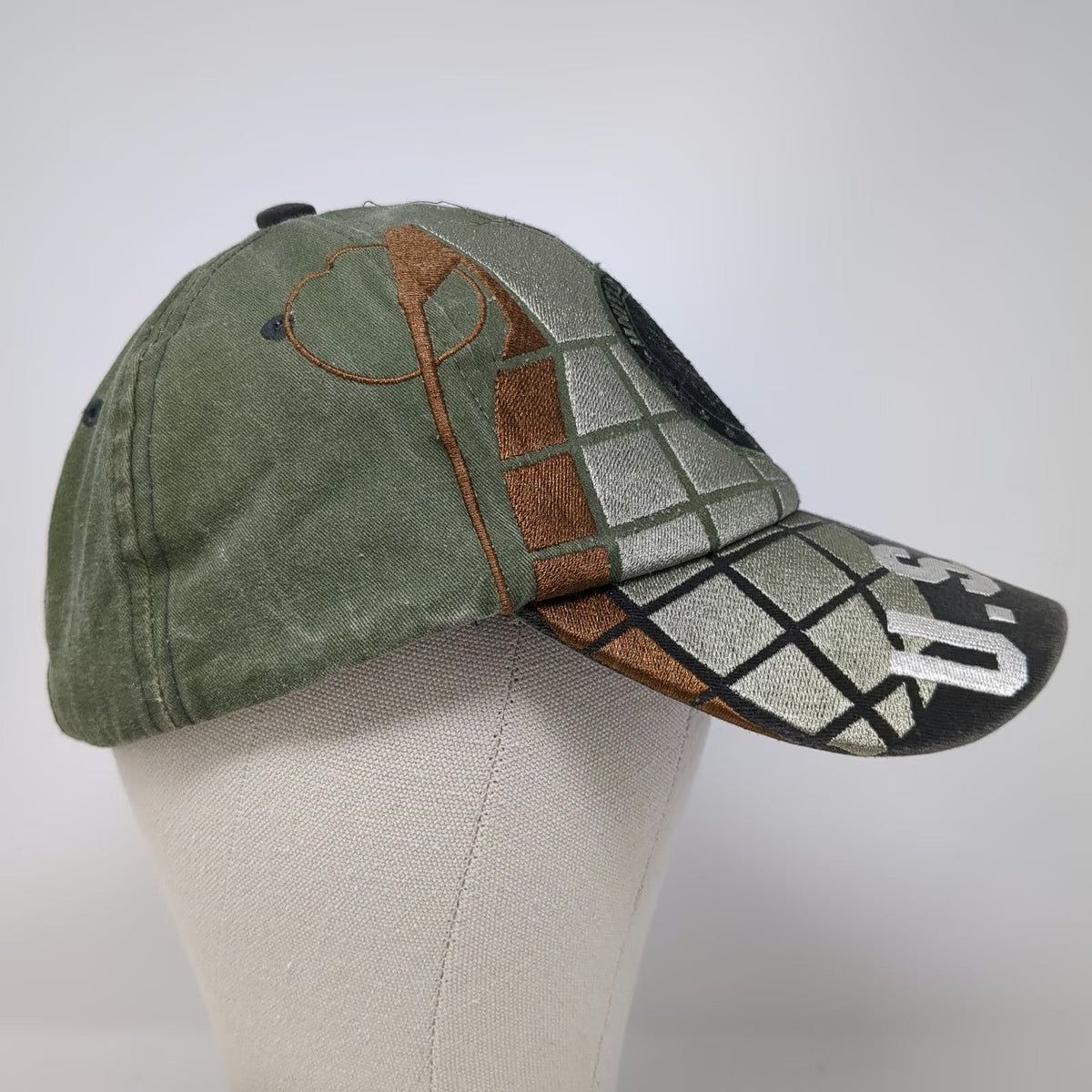 Eagle Crest US Army Gray Green Baseball Cap One Size Embroidered Globe Flag Hat