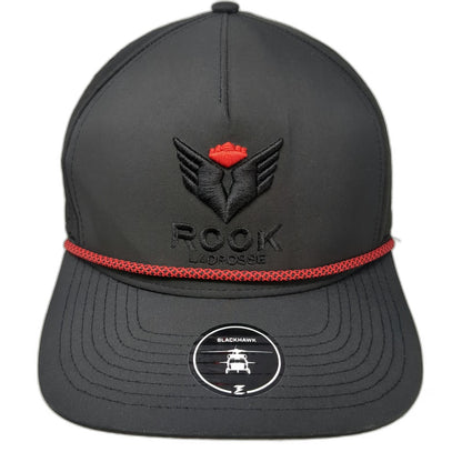 Blackhawk Trucker Hat Black One Size Red Rope Perforated Snapback Lacrosse Logo