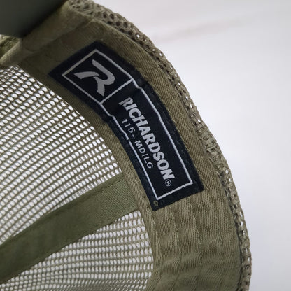 Richardson Trucker Hat Green L Bergara Rifles Leather Patch Mesh Snapback Tough