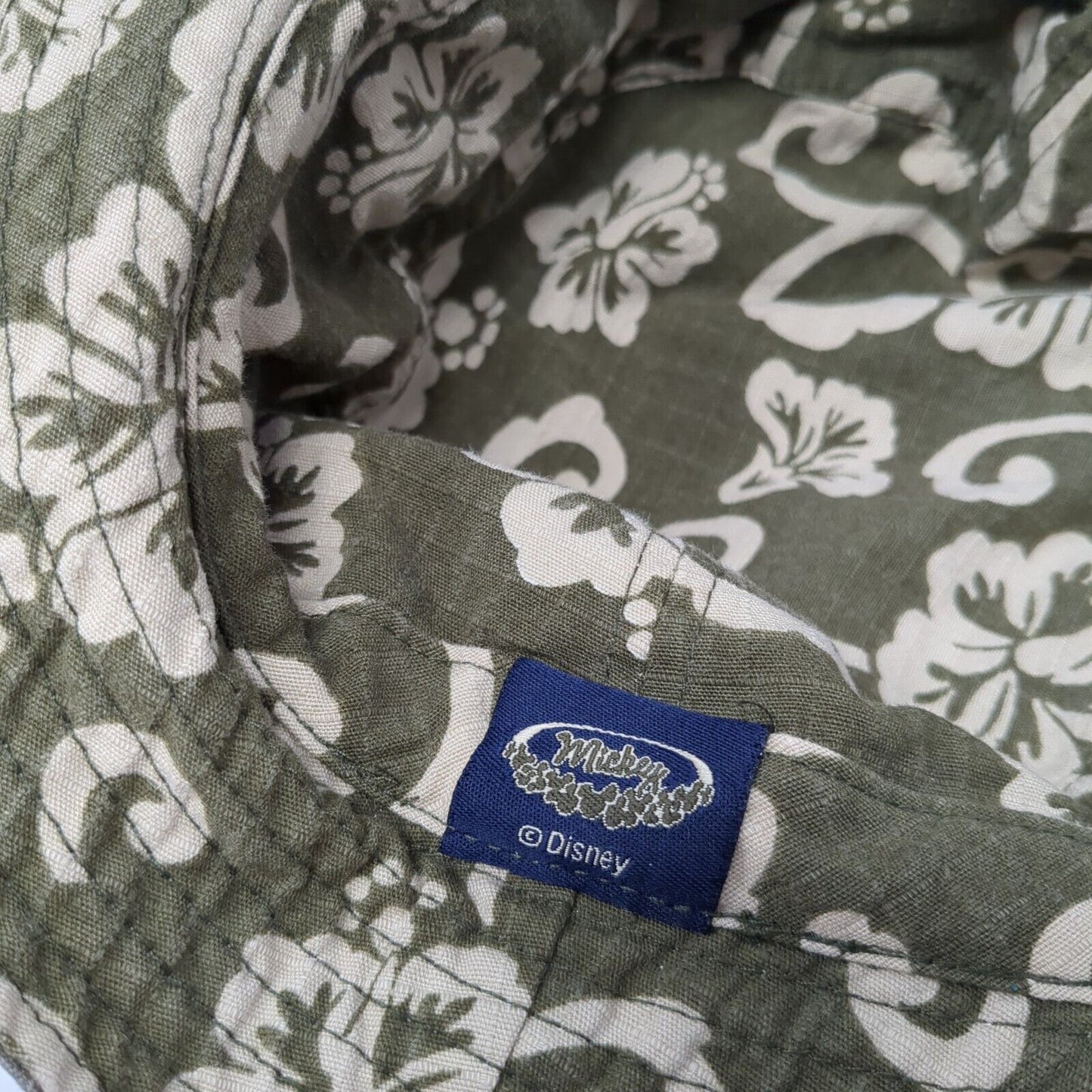 Walt Disney World Mickey Bucket Hat Brown OS Embroidered Lined Floral Print
