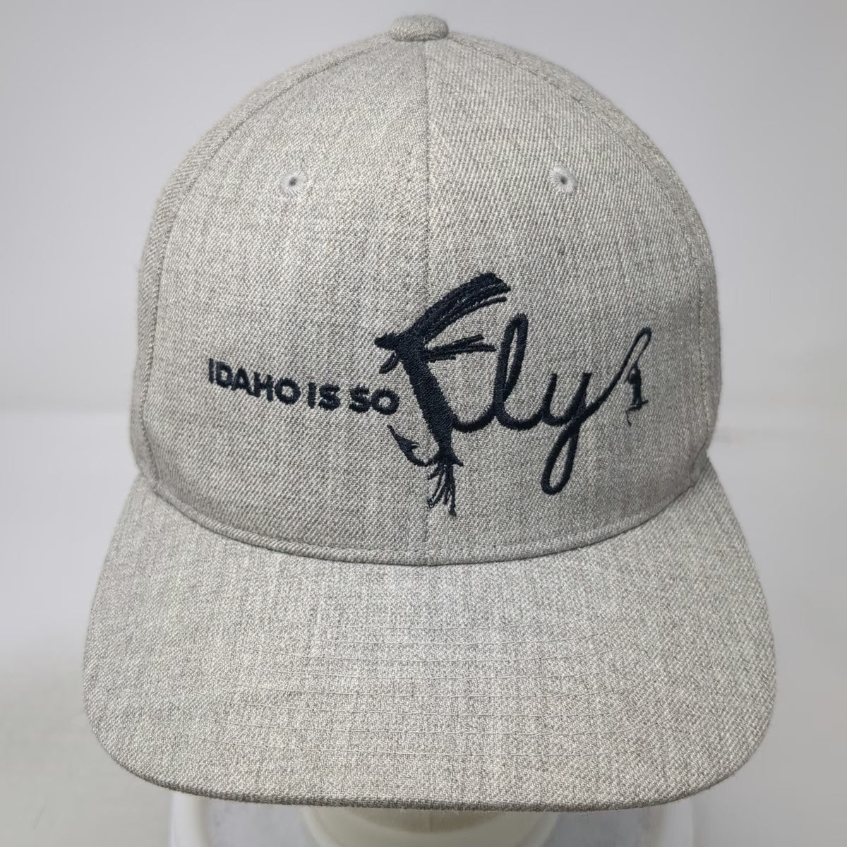 Yupoong Snapback Hat Gray One Size Idaho Is So Fly Fishing Hook Green Underbrim