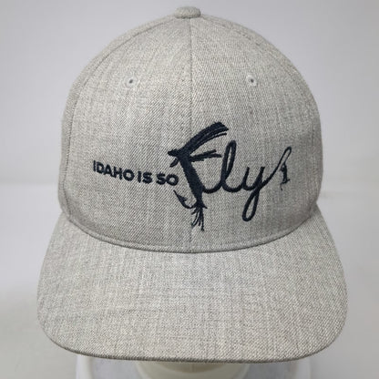 Yupoong Snapback Hat Gray One Size Idaho Is So Fly Fishing Hook Green Underbrim