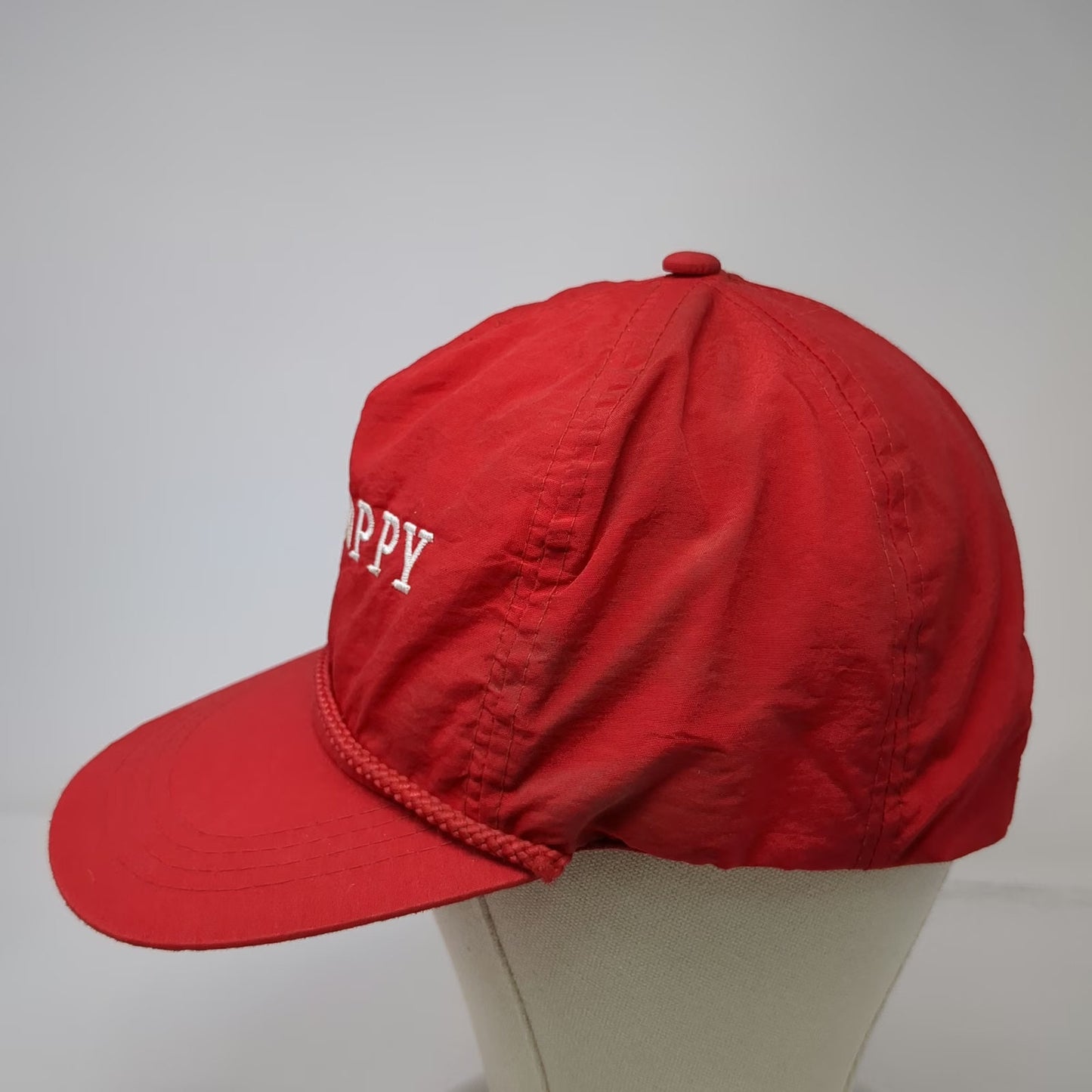 5 Panel Red One Size #1 Poppy Nylon Rope Snapback Hat Embroidered Adjustable