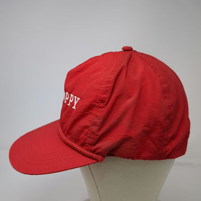 5 Panel Red One Size #1 Poppy Nylon Rope Snapback Hat Embroidered Adjustable