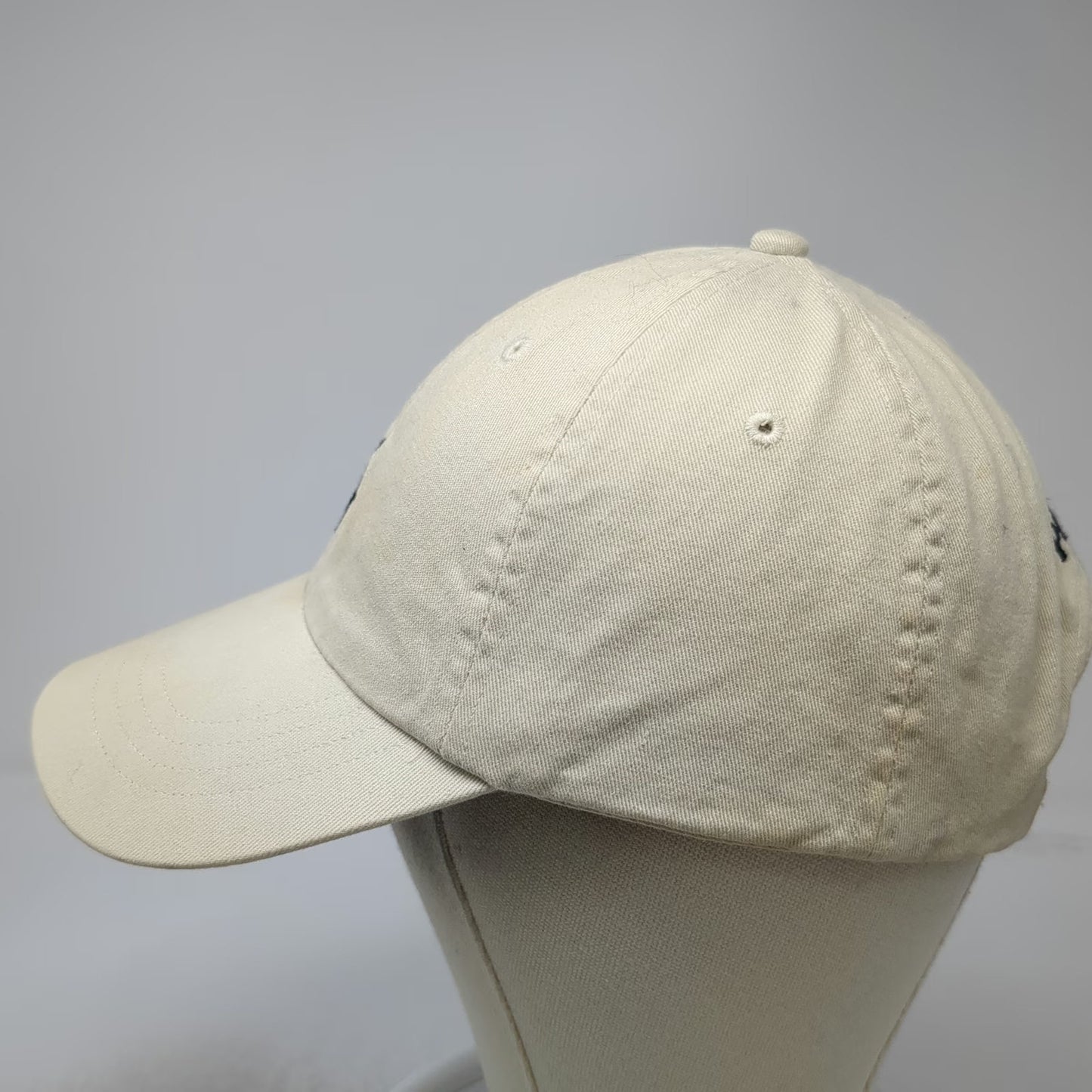Polo Ralph Lauren Baseball Cap Beige One Size Leather Strapback Pony Logo Hat