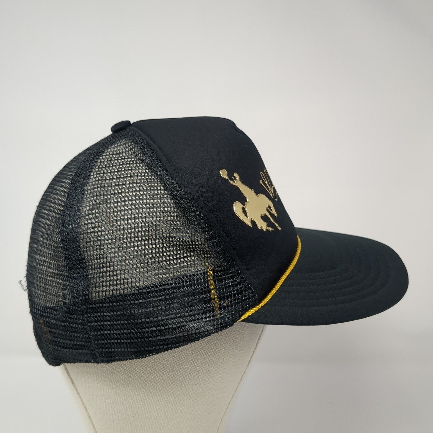 Wyoming Trucker Hat Black One Size Adjustable Mesh Back Rope Polyester