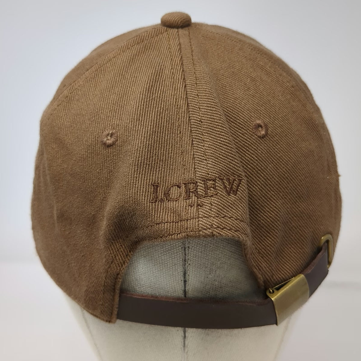 J.Crew Baseball Cap Brown One Size Leather Strapback Hat Cotton 6-Panel Solid
