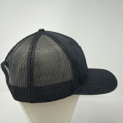 Dover Bluff Hat Company Trucker Hat Black One Size Mesh Snapback Leather Patch