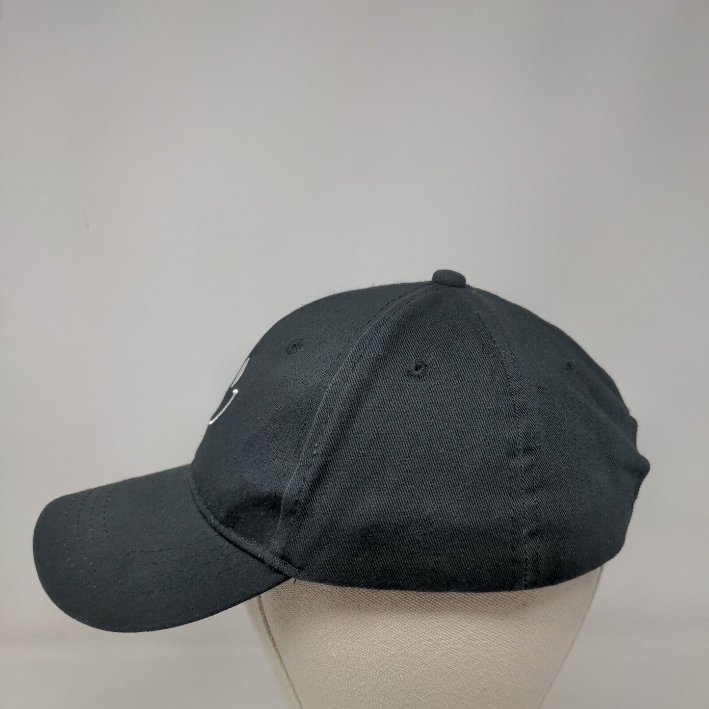 Smiley Face Slideback Hat Black One Size Adjustable Embroidered Cotton JHC
