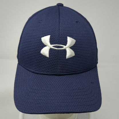 Under Armour Baseball Cap Blue L Mesh Stretch Fit Embroidered Logo Athletic Hat