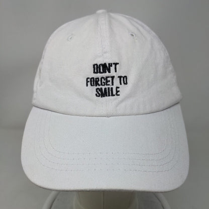 Don't Forget To Smile Slideback Hat White OS Adjustable Embroidered 6 Panel