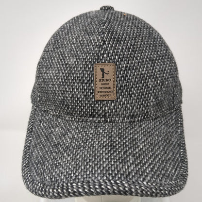 Ediko Baseball Cap Gray One Size Ear Flaps Tweed Textured Strapback Winter Hat