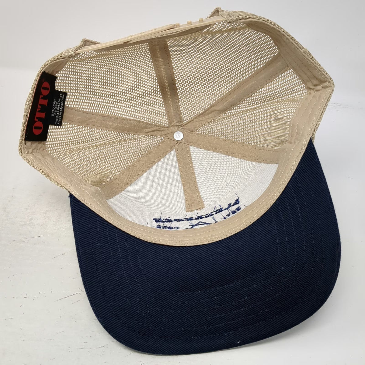 Otto Trucker Hat Beige Blue One Size Alexander Cowboy Association Snapback Mesh