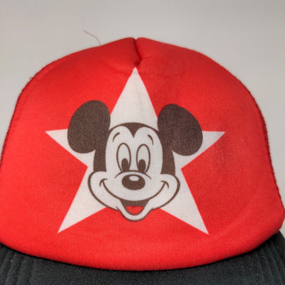 Disney Men's Snapback Mesh Back Hat Red Size OSFA Vintage Mickey Mouse Club