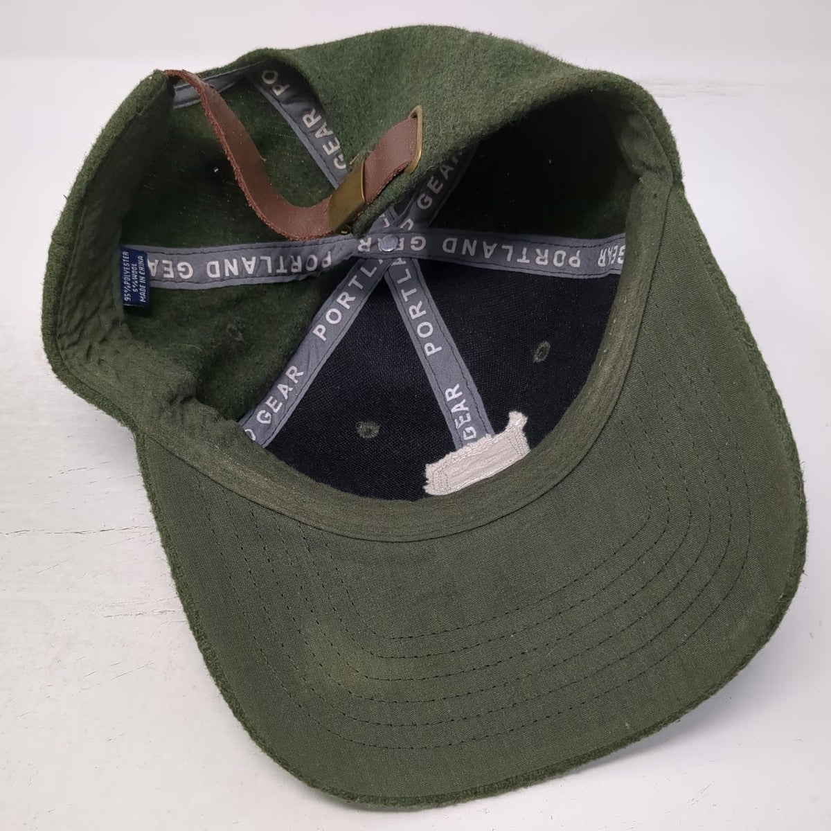 Portland Gear Baseball Cap Green One Size P Oregon Logo Leather Slideback Hat