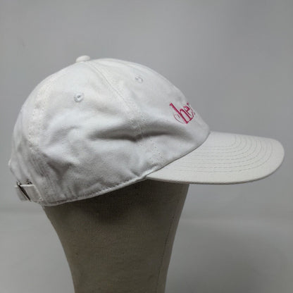 Cherish Women's Slideback Hat White Adjustable Embroidered Logo Breast Cancer