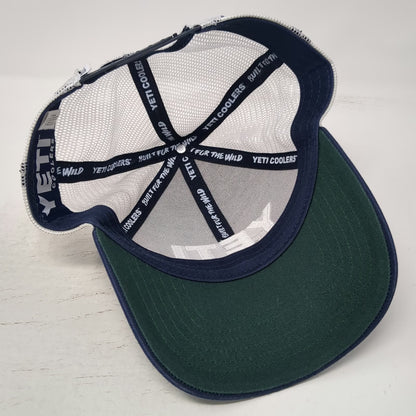 YETI Trucker Hat Blue One Size Mesh Back Snapback Built for the Wild Coolers
