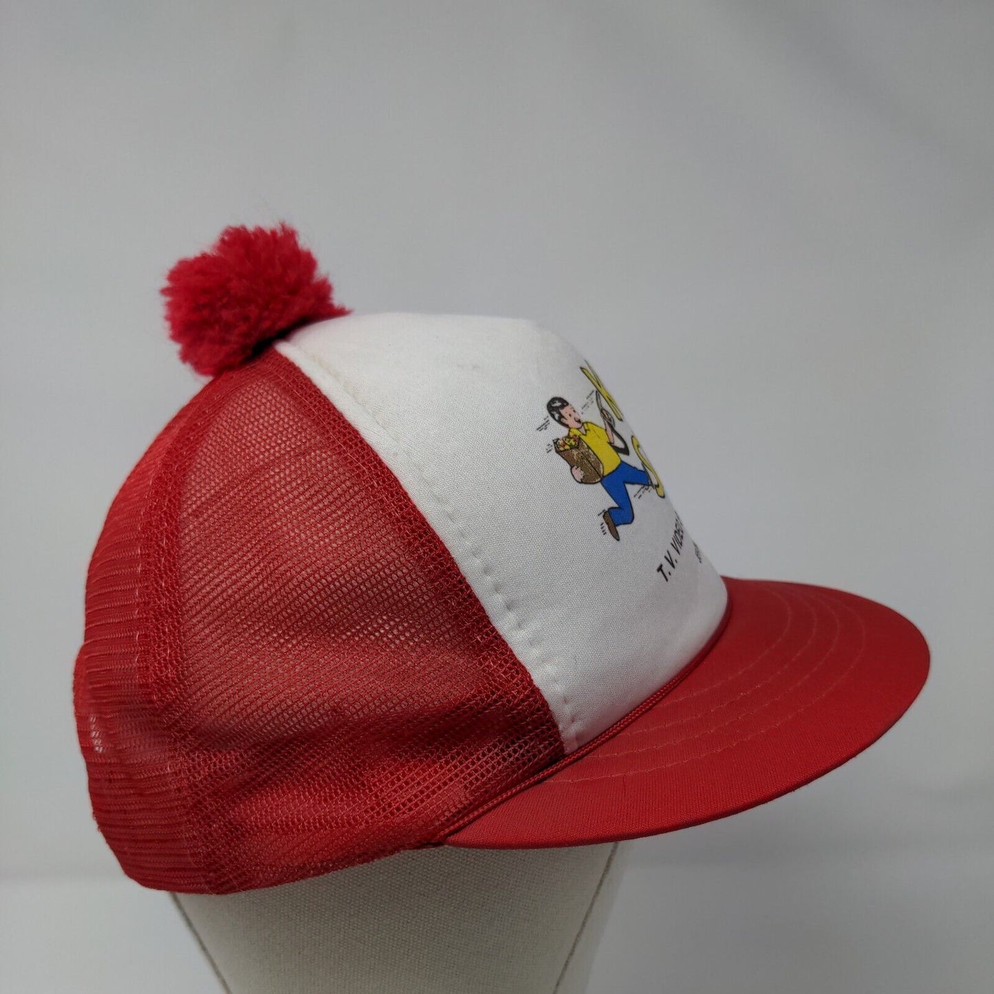 Kwik Service TV Video Sales & Rentals Snapback Trucker Hat Red OSFA Pom Pom
