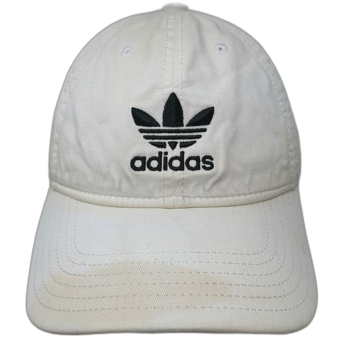 Adidas Baseball Cap White One Size Trefoil Logo Slideback Cotton Embroidered Hat