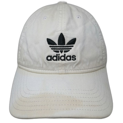 Adidas Baseball Cap White One Size Trefoil Logo Slideback Cotton Embroidered Hat