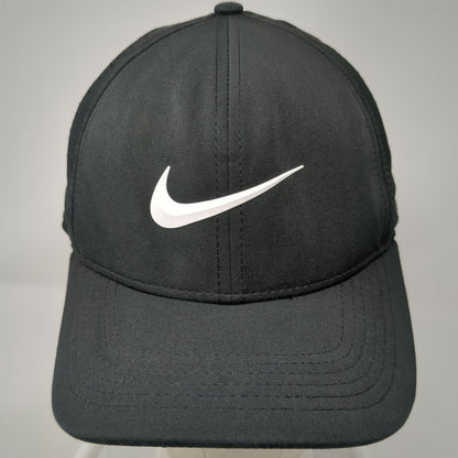 Nike Baseball Cap Black L Swoosh Perforated Mesh Panels Fitted Golf Athletic Hat