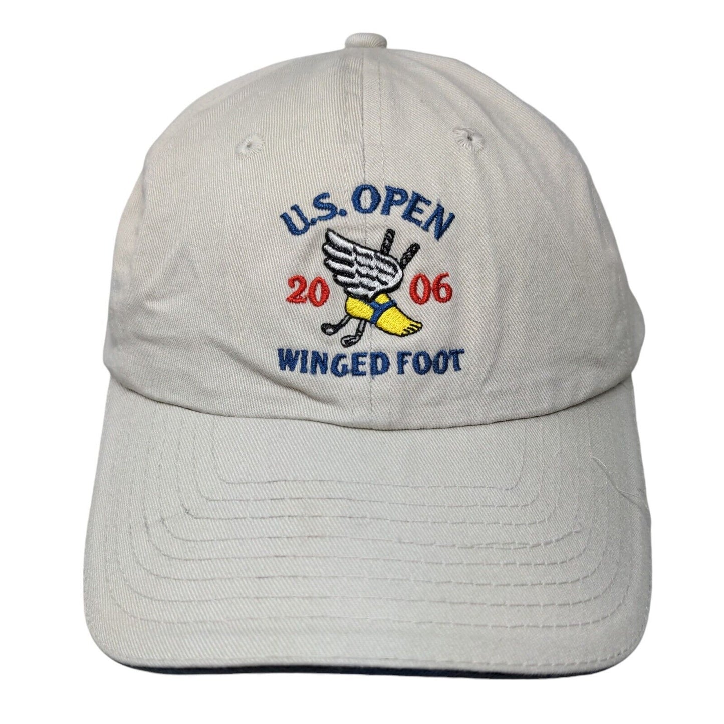 US Open 2006 Winged Foot Slideback Hat Tan One Size Embroidered USGA Member