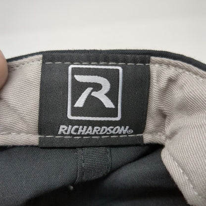 Richardson Snapback Hat Black L Fins & Pins Fish Hook Embroidery Logo Gray Under