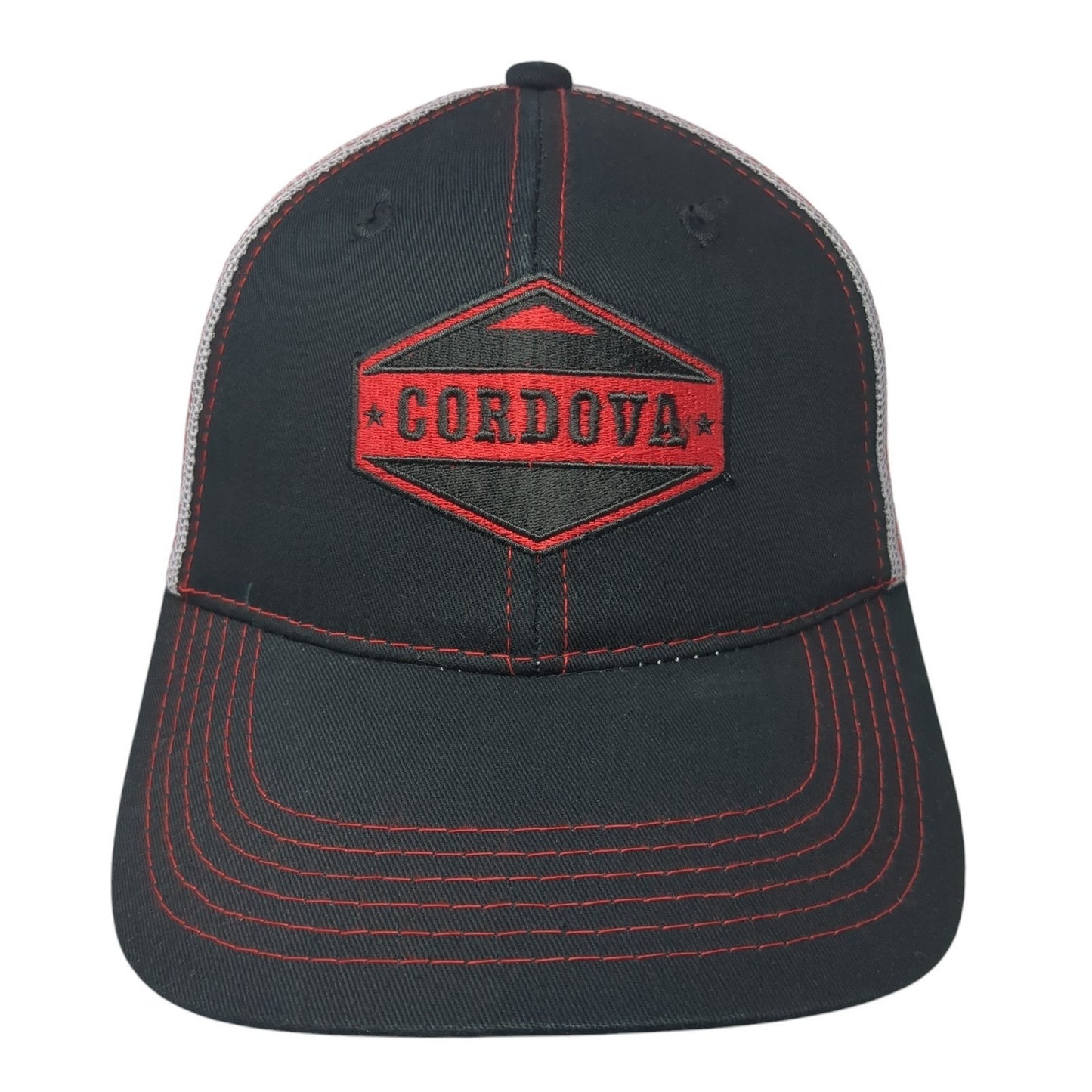 Cordova Strapback Trucker Hat Black One Size Embroidered Mesh Back
