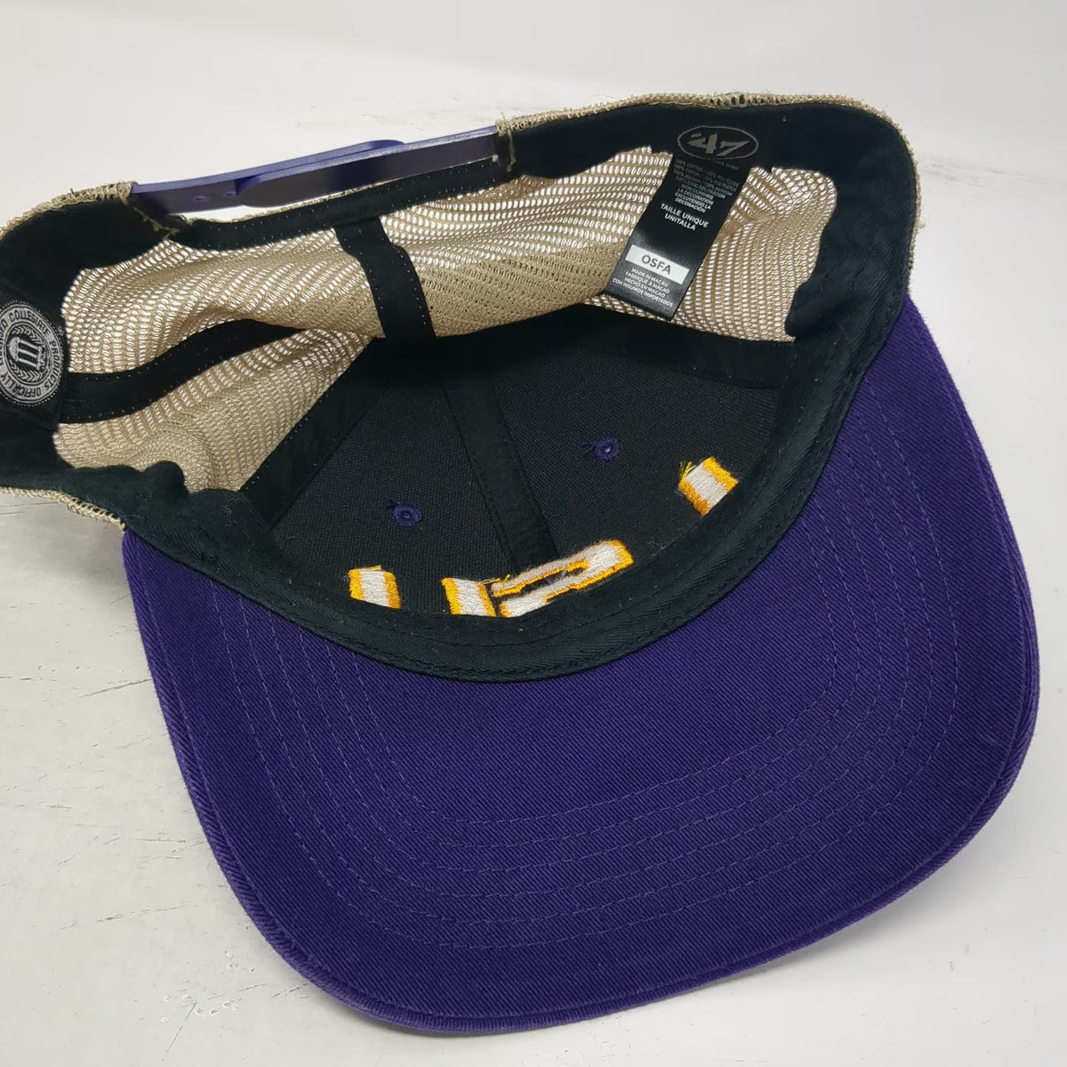 LSU Tigers NCAA '47 Trucker Hat Purple Yellow Beige One Size Mesh Snapback Logo