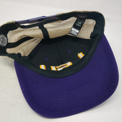 LSU Tigers NCAA '47 Trucker Hat Purple Yellow Beige One Size Mesh Snapback Logo