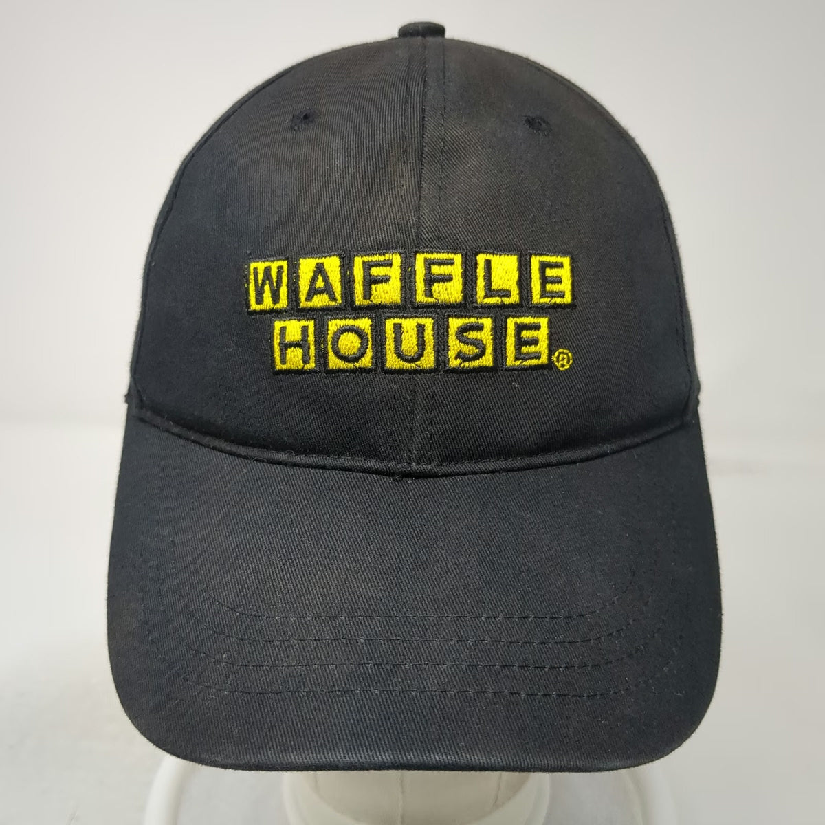Waffle House Baseball Cap Black One Size Strapback Embroidered WH Logo Patch Hat