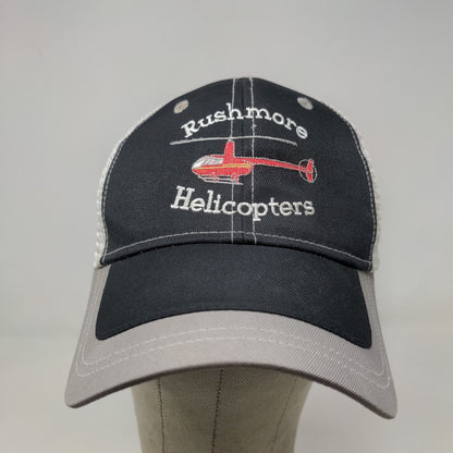 Cap America Men's Strapback Mesh Back Hat Black Embroidered Rushmore Helicopters