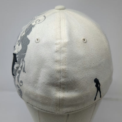 Skin Industries Baseball Cap White 7 1/4 Fitted Pinup Girl Filigree Graphic Hat