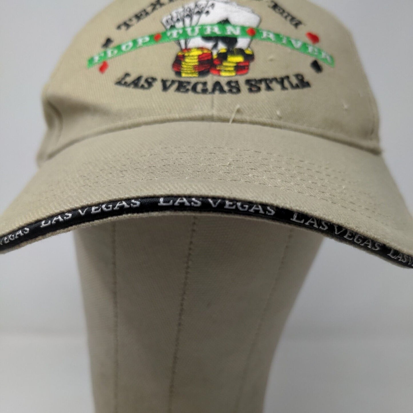 Surfware Men's Strapback Hat Tan OSFA Embroidered Texas Hold'em Las Vegas