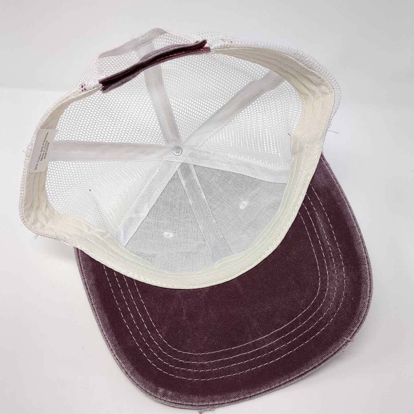 Unbranded Strapback Trucker Hat Red OS Adjustable Mesh Back Distressed Blank