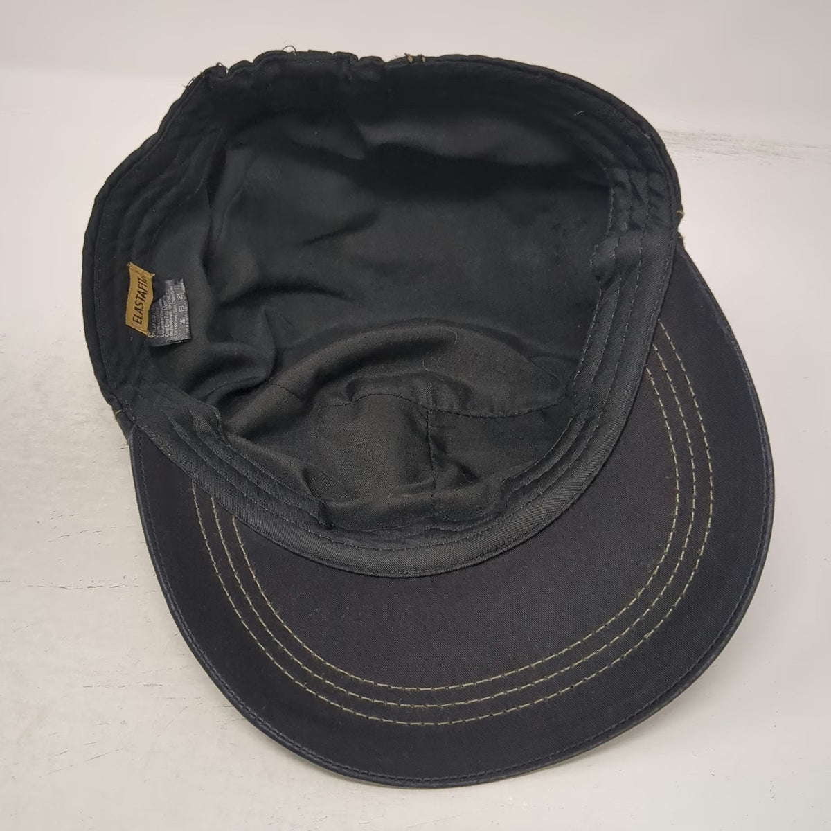 Elastafit Army Cap Black One Size Gold Contrast Stitching Hat Metal Eyelets