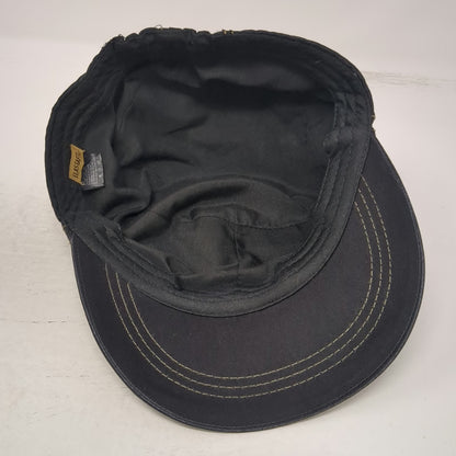 Elastafit Army Cap Black One Size Gold Contrast Stitching Hat Metal Eyelets
