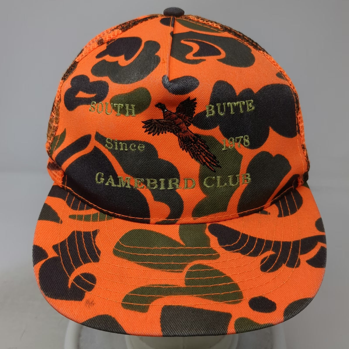Otto Trucker Hat Orange One Size Camo Mesh Back Pheasant Gamebird Club Hunting