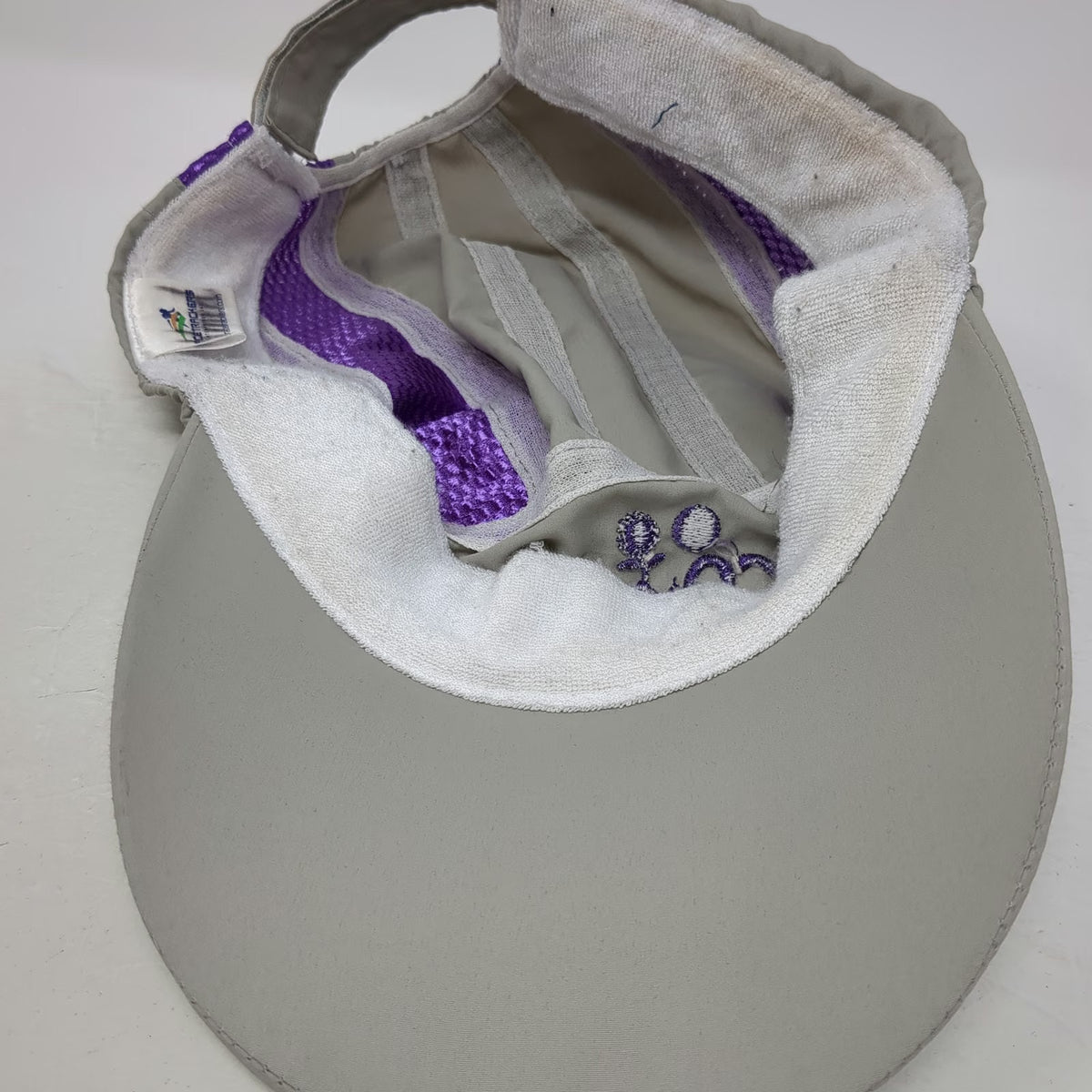 Racetrackers Baseball Cap Beige One Size Purple Ribbon Mesh Strapback Runner Hat