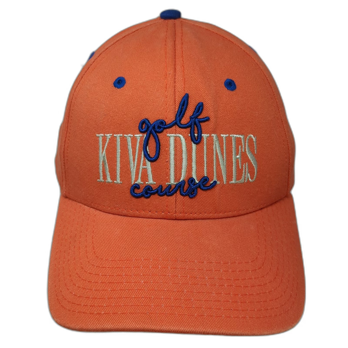 The Game Baseball Cap Orange Blue White One Size Kiva Dunes Golf Course Hat
