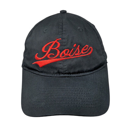 Boise Strapback Hat Black One Size Solid Embroidered Port & Company