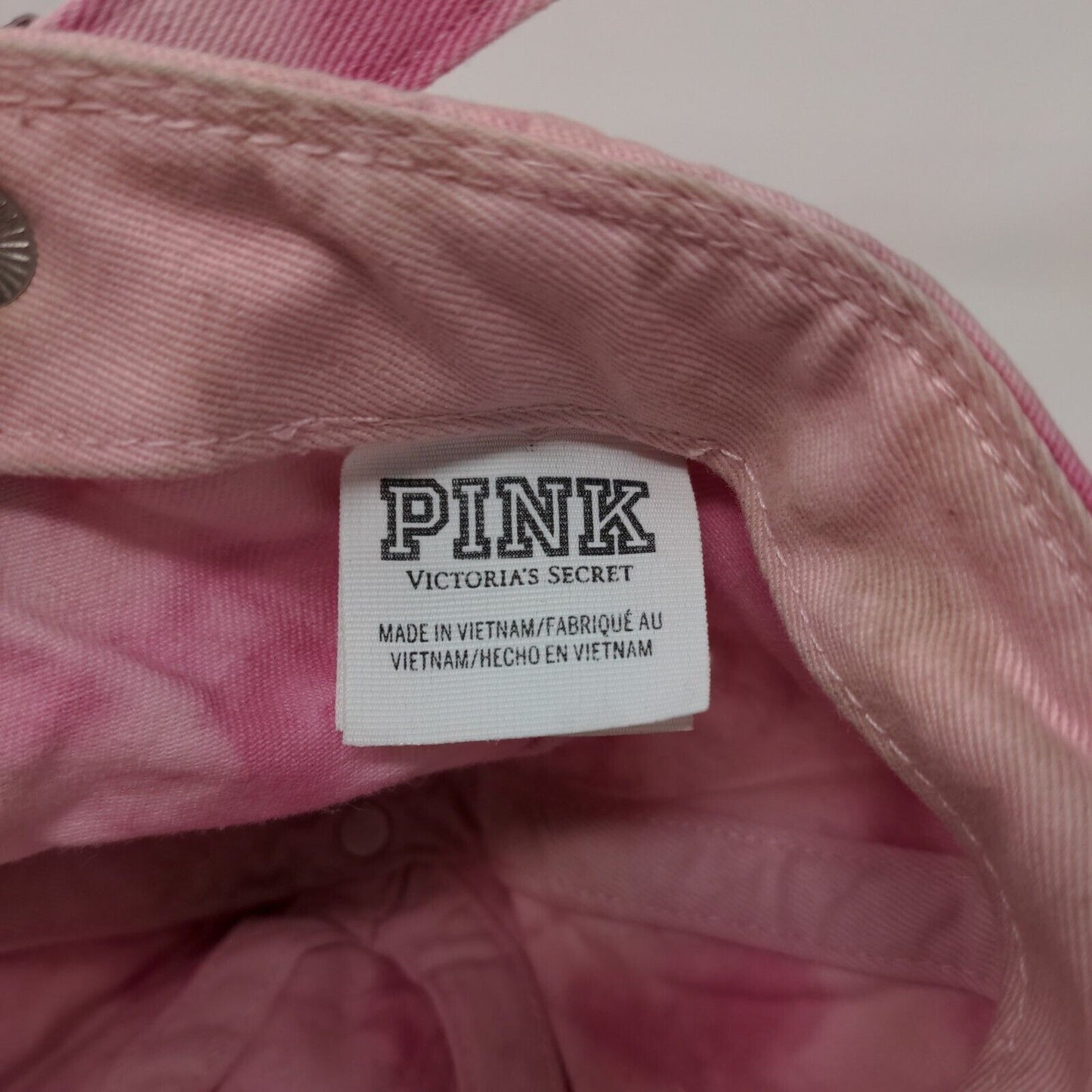 PINK Strapback Hat Pink OS Adjustable Embroidered Tie Dye Victoria's Secret