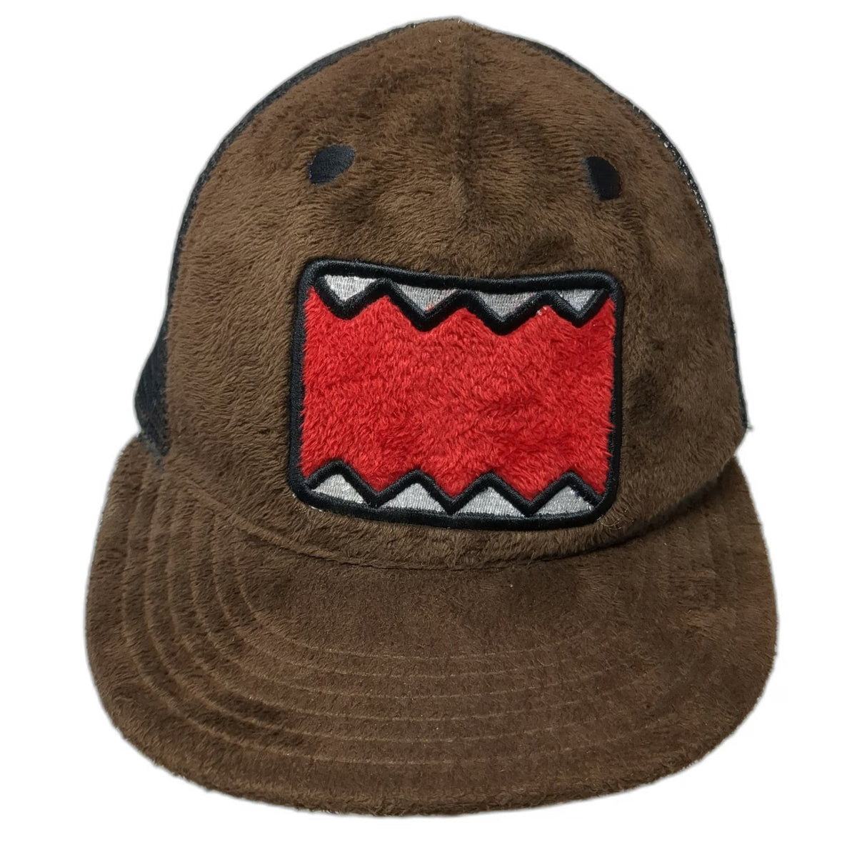Domo Trucker Brown One Size Fuzzy Mesh Snapback Character Face Mascot Logo Hat