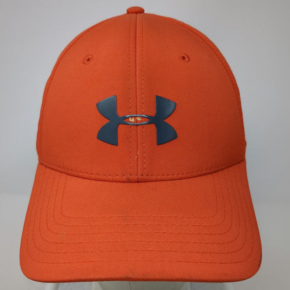 Under Armour Baseball Cap Orange Gray L Stretch Fit Curve Brim Graphic Logo Hat